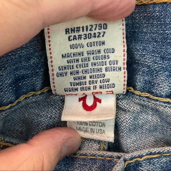 TRUE RELIGION Sz 30 X 34 Ricky  Light Medium Wash Distressed Jeans - Picture 8 of 14